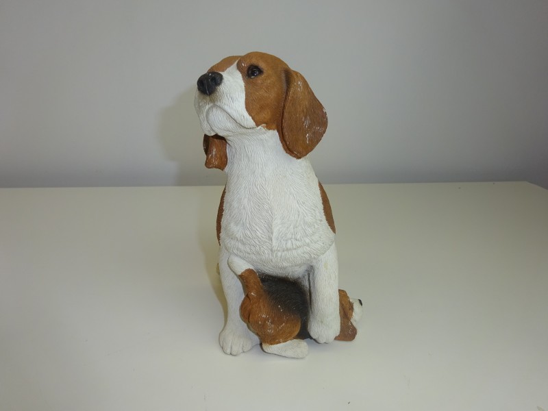 Handgemaakte Beeld: Beagle met Puppy, Sandra Brue, 1983