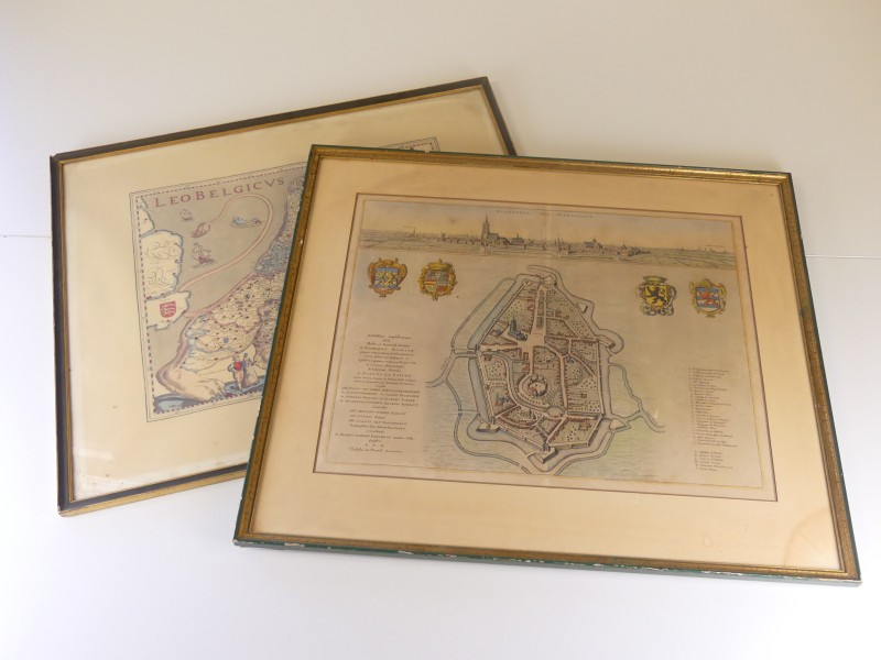 Antiquariaat: 2 authentieke kaarten Oudenaarde/ Leo Belgicus