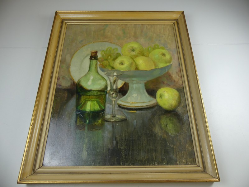 Olieverfschilderij op paneel "Les Pommes vert"