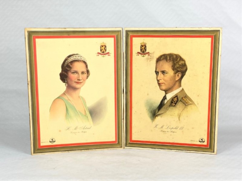 Portretten van Leopold 3 en Astrid, Koning en Koningin der Belgen