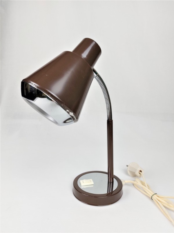 Vintage bruine metalen bureaulamp