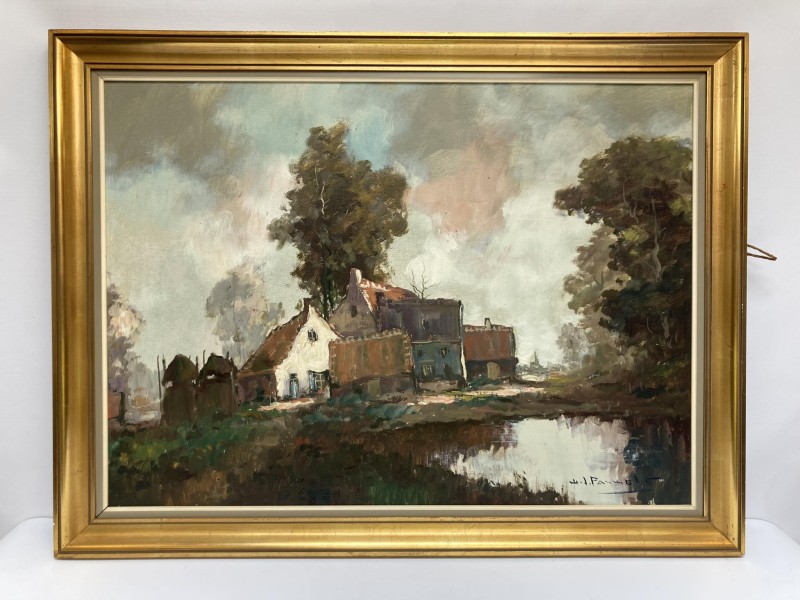 schilderij van een boerderij: Henri Joseph Pauwels