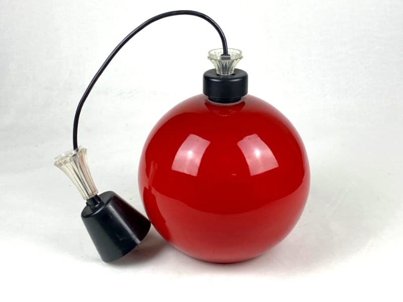 Space Age rood glas hanglamp