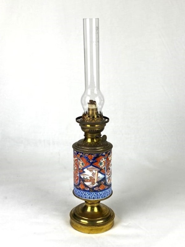 Antieke Imari porseleinen kerosine olie lamp