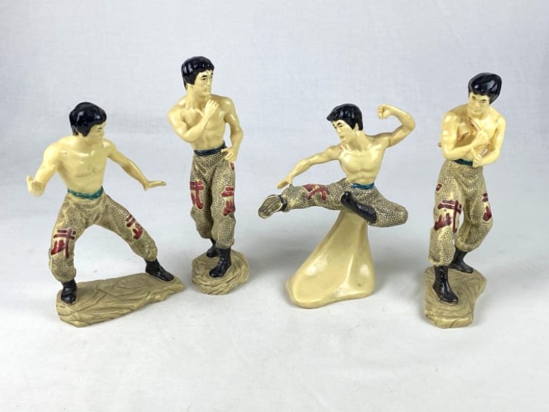 4 vintage beeldjes van Bruce Lee