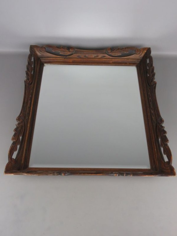 Grote houten geslepen spiegel