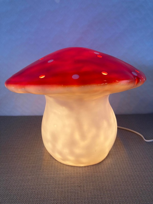 Vintage rood Heico paddenstoel nachtlampje