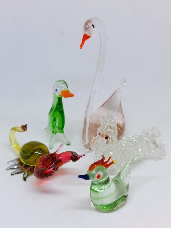 Set van 5 glazen dieren
