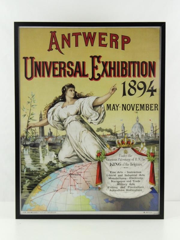 Knappe poster Wereldtentoonstelling Antwerpen 1894