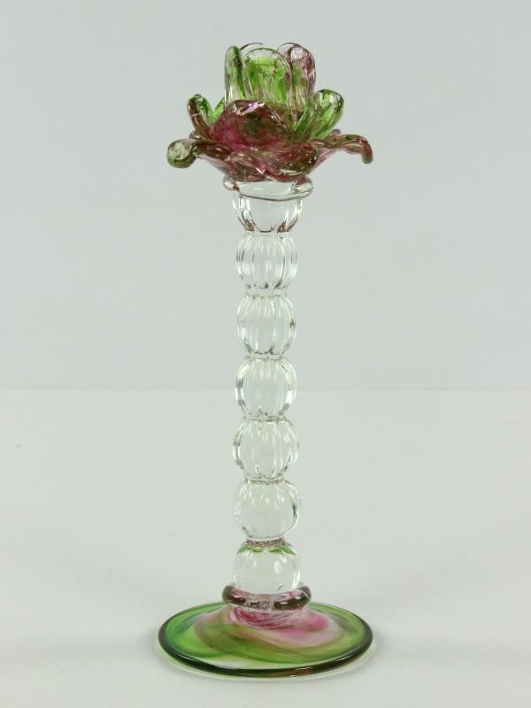 Venetiaanse, bloemvormige kandelaar uit glas