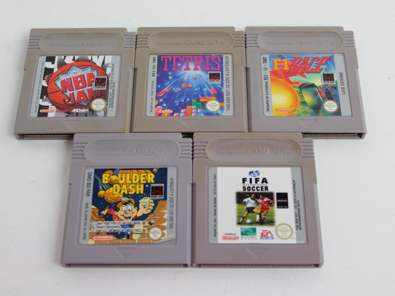 5 Gameboy Games - Tetris, Fifa, Boulder Dash, F1, NBA