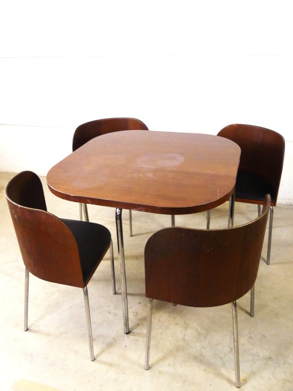 Vintage design - Ikea/Sandra Kragnert –Fusion eettafel/4 stoelen – jaren ‘70