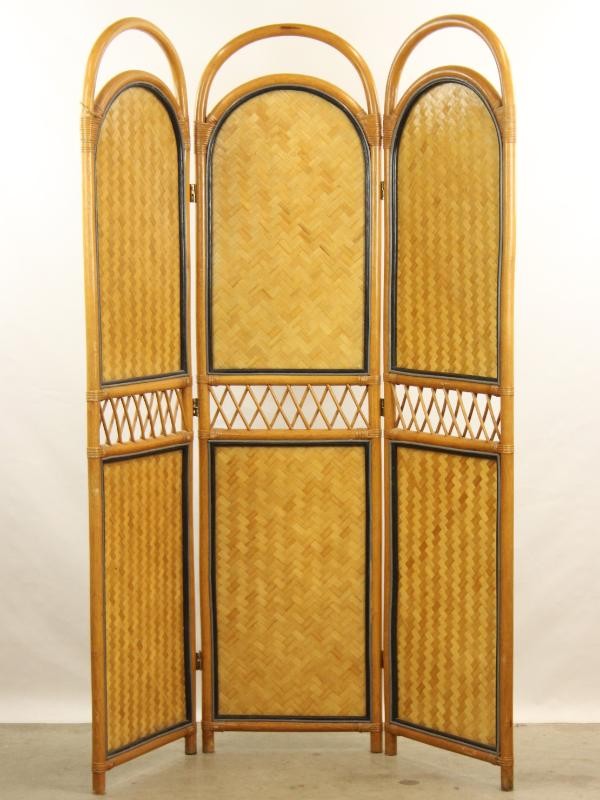 Vintage bamboe paravent uit de jaren 70 - 3 panelen