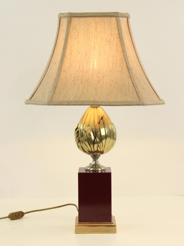 Le Dauphin tafellamp, model Verone (messing ontluikende knop) - ± jaren '70