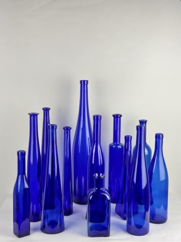Set  blauwe flessen