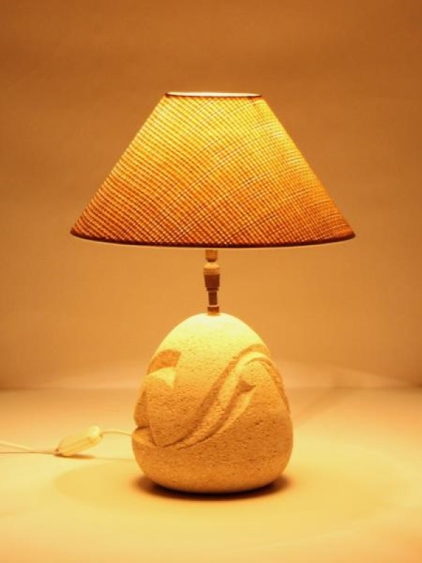 Vintage kalkstenen tafellamp - Eddy Parkiet