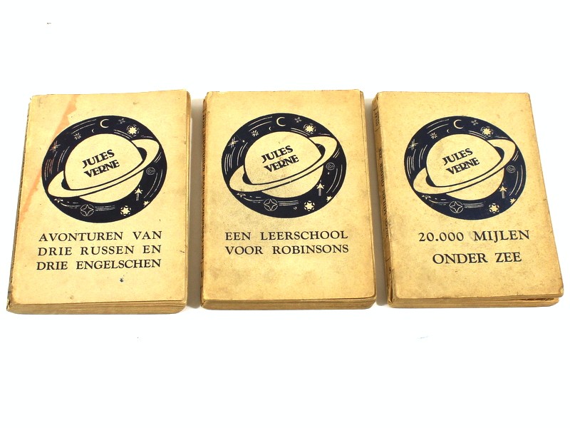 3 vintage boeken van Jules Verne