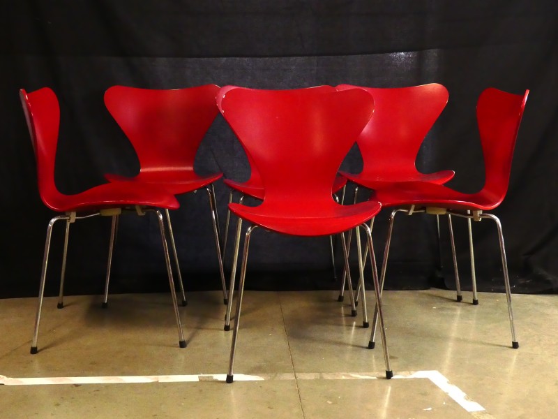 6 Vlinderstoelen 'Serie 7' - Arne Jacobsen voor Fritz Hansen (2)