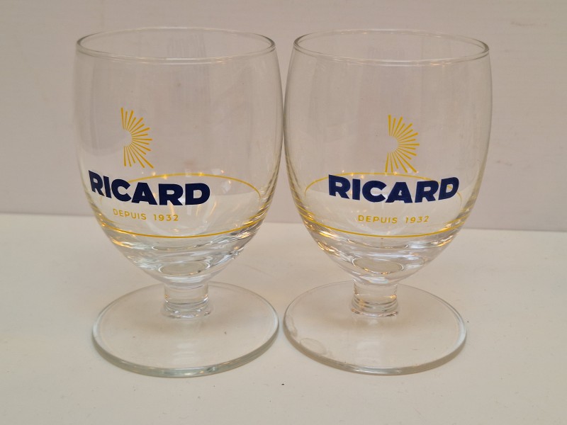 Ricard set met 6 glazen, ijsblokemmertje, 2 waterkannetjes