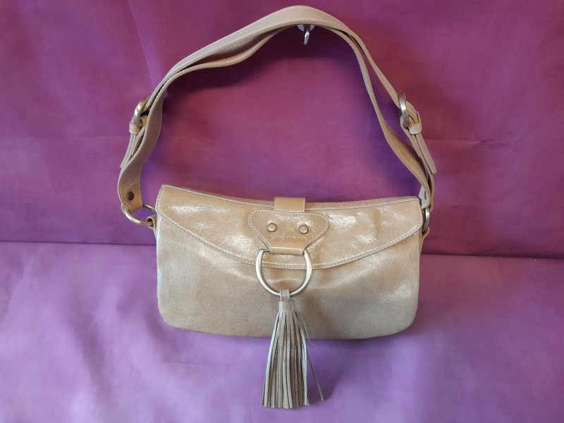 Beige lederen Clutch handtas van Emmy Wieleman