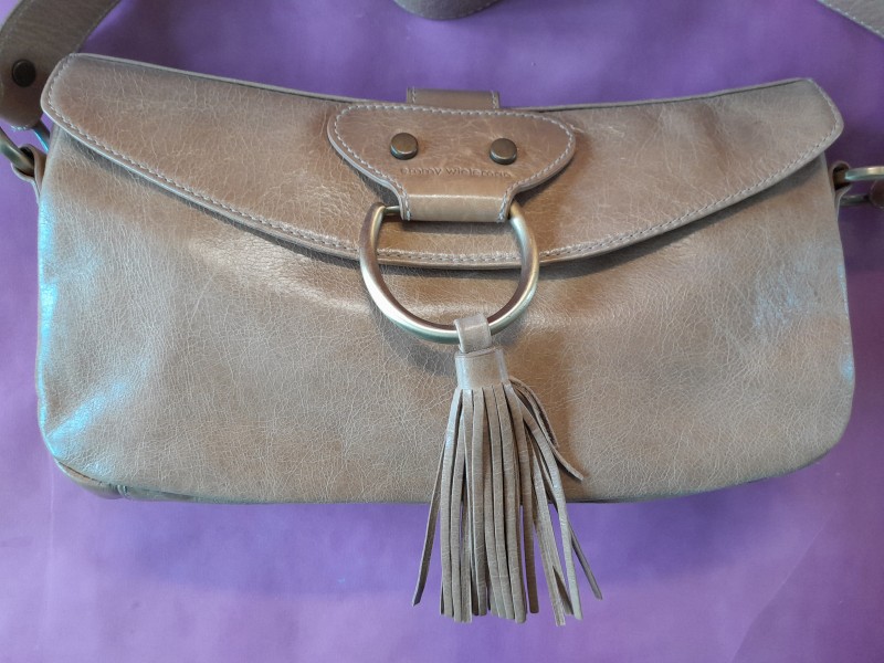 Beige lederen Clutch handtas van Emmy Wieleman