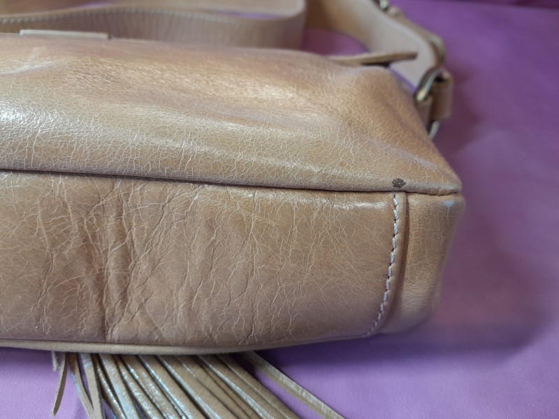 Beige lederen Clutch handtas van Emmy Wieleman