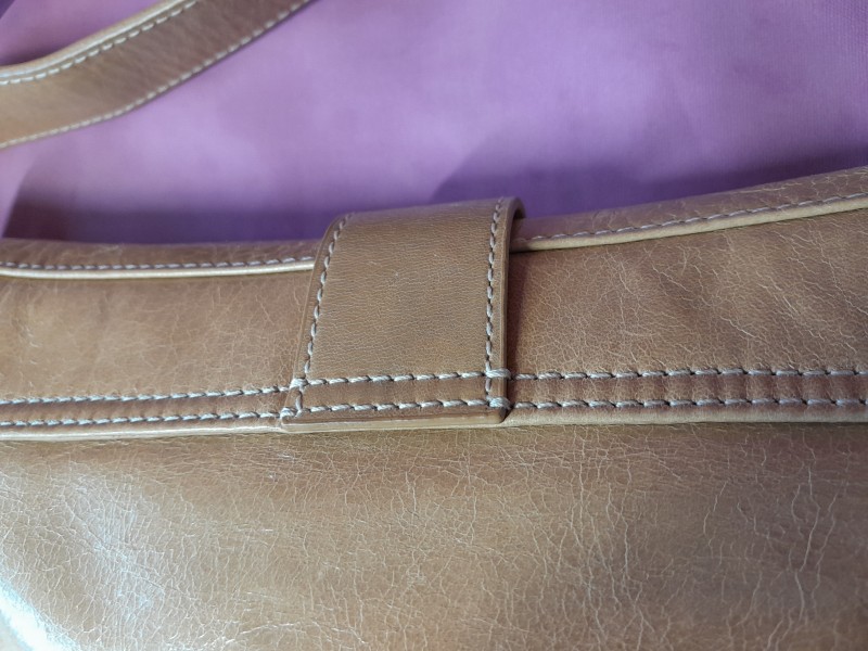 Beige lederen Clutch handtas van Emmy Wieleman