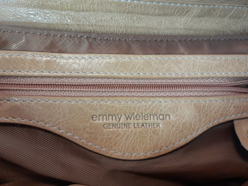 Beige lederen Clutch handtas van Emmy Wieleman