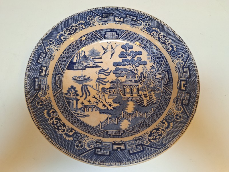 23 delig antiek servies: Warranted Stafford - Stone China N°14 / Willow - JB Cappellemans aîné Jemmapes