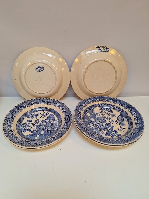 23 delig antiek servies: Warranted Stafford - Stone China N°14 / Willow - JB Cappellemans aîné Jemmapes