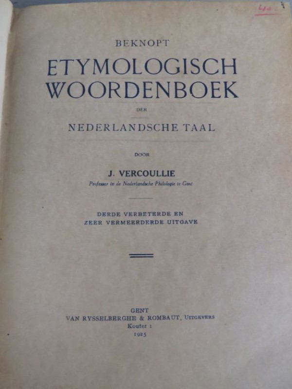 1925 Etymologisch woordenboek derde druk.