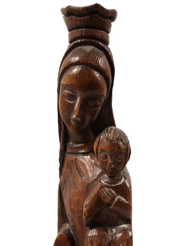 Vintage houten sculptuur Madonna met Kind