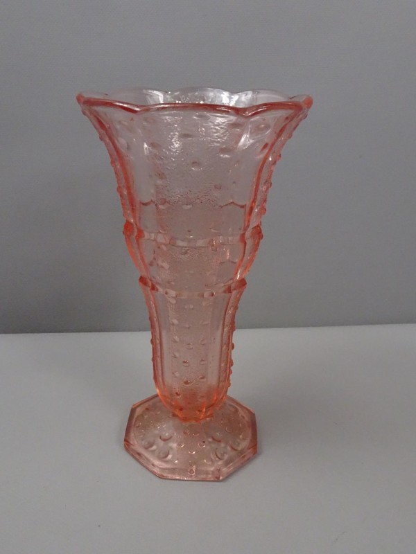 Art-Deco rosalin glazen Hobnail vaasje