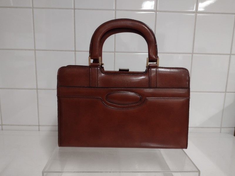 Franse vintage leren handtas