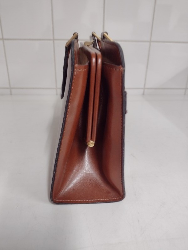 Franse vintage leren handtas