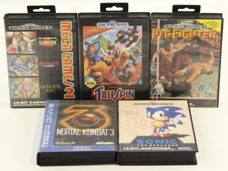 5 Retro gamecartridges - Sega Mega Drive