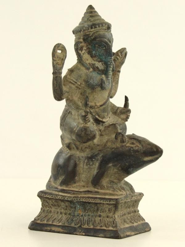 Bronzen beeldje - Ganesha berijdt Mashika