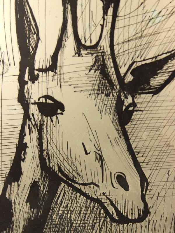 Zilveren bord met gravering 'Girafe' - Bernard Buffet (1928-1999)