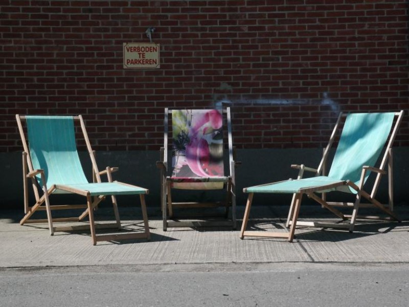 3 vintage houten vouwstoelen