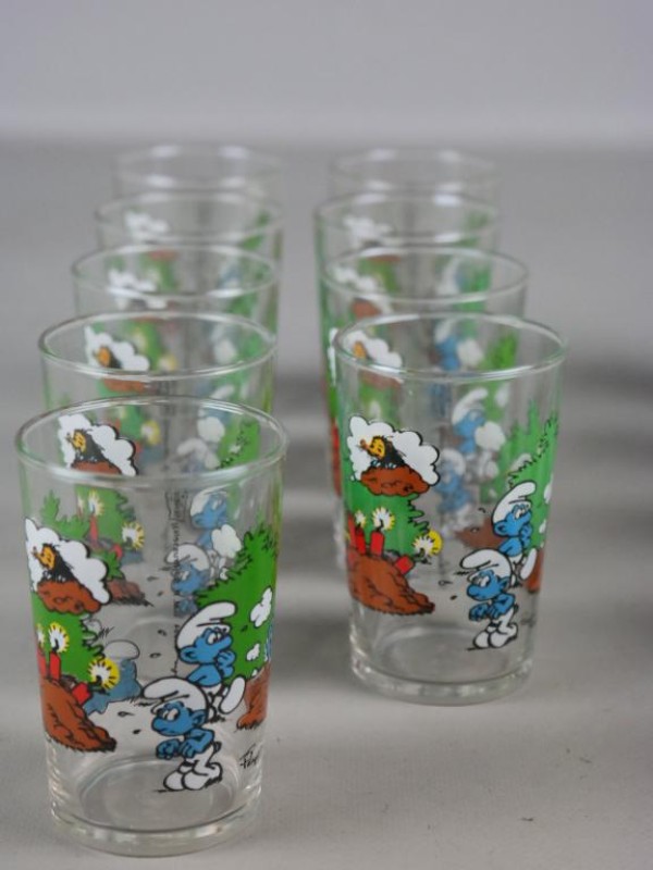 Set smurfen drinkglazen