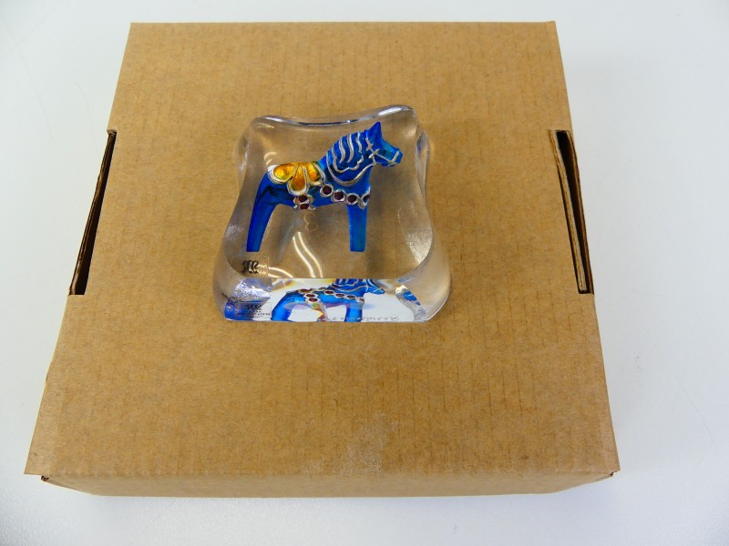 Miniatuur glas Dala-paard - M. Jonasson