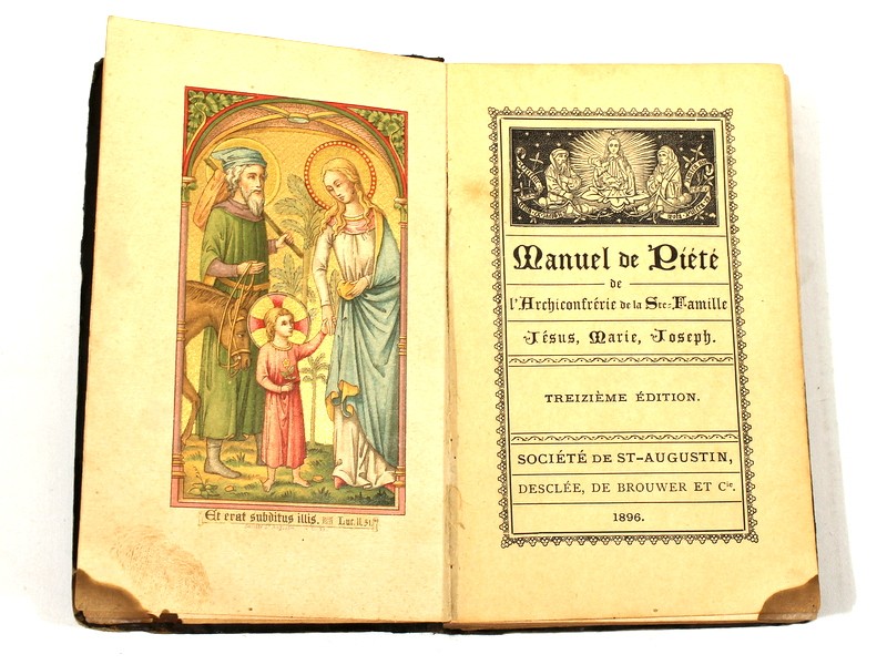 Antiek boek 'Manuel de Piété de l'Archiconfrérie de la Sainte Famille', 1896