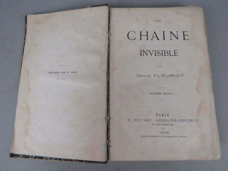 Pocket hardcover Franstalig "Une chaine invisible" tweede druk 1868.