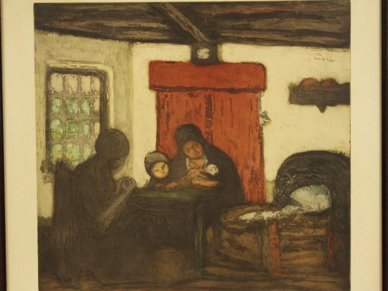 Grote kleurenets 'Intérieur en Campine' - Armand Apol (1879-1950) naar Jakob Smits (1855-1928)