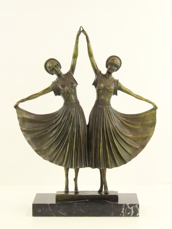 Bronzen beeld 'The Dolly Sisters' naar Demetre Chiparus (1886-1947)