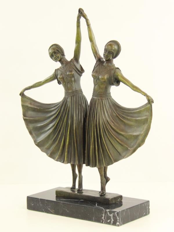 Bronzen beeld 'The Dolly Sisters' naar Demetre Chiparus (1886-1947)