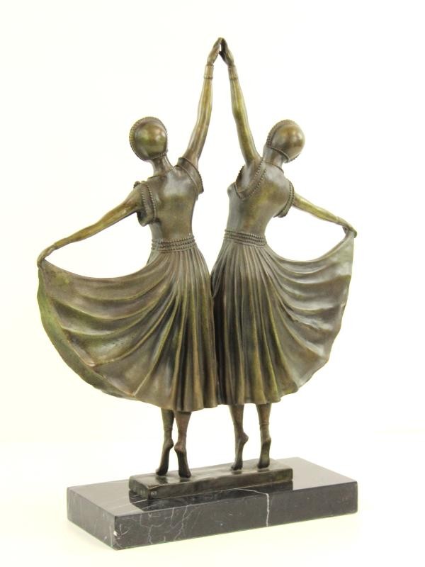 Bronzen beeld 'The Dolly Sisters' naar Demetre Chiparus (1886-1947)