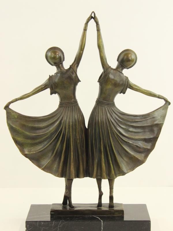 Bronzen beeld 'The Dolly Sisters' naar Demetre Chiparus (1886-1947)