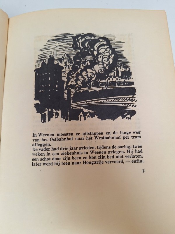 Genummerd boek: 'De straat van de vissende kat' met tekeningen van Frans Masereel