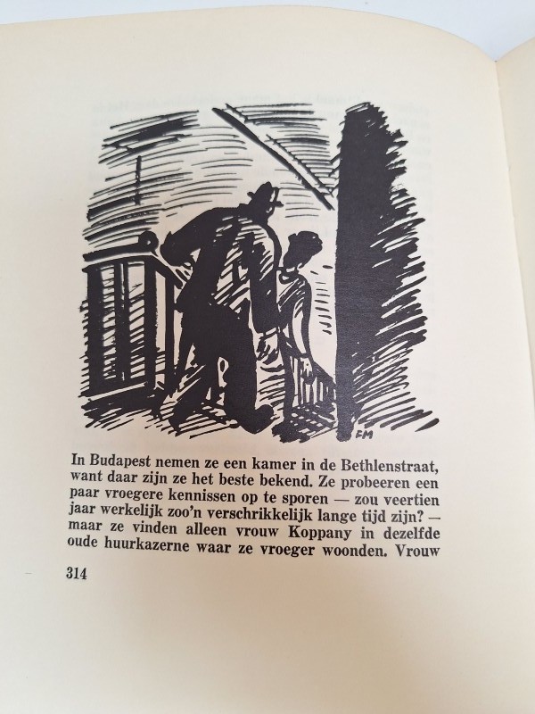 Genummerd boek: 'De straat van de vissende kat' met tekeningen van Frans Masereel